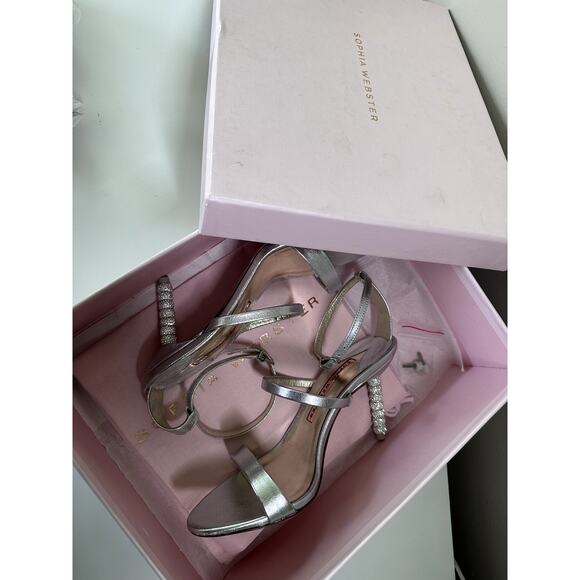 $650 Sophia Webster Women's Rosalind Crystal High Heel Sandals Silver Sz 6 NEW - Picture 3 of 9